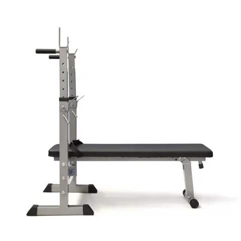 Banco de pecho y abdominal con soporte para barra plegable y regulable -