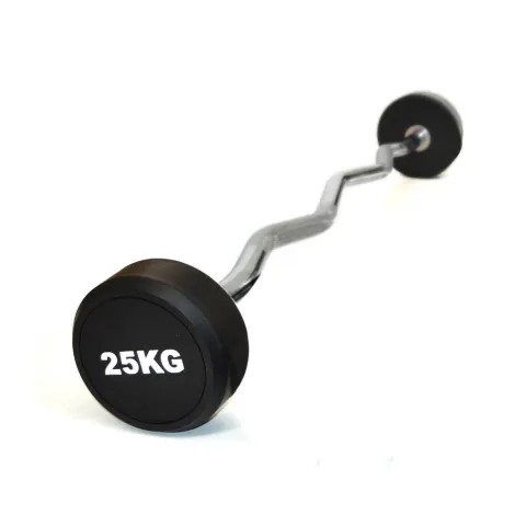 Barra curl con peso fijo engomado 25 kg