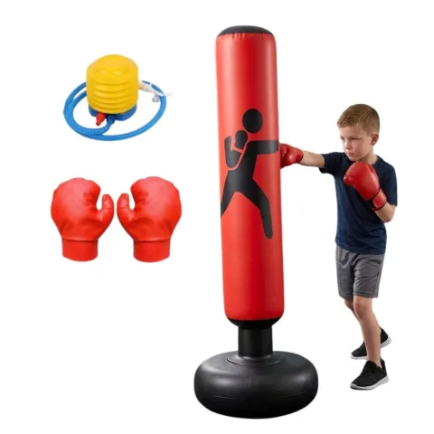 Set de entrenamiento boxeo infantil - Incluye punching ball inflable - guantes e inflador fuelle