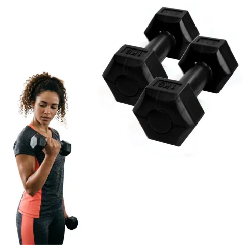 PAR Mancuerna PVC hexagonal 1kg -NEGRA