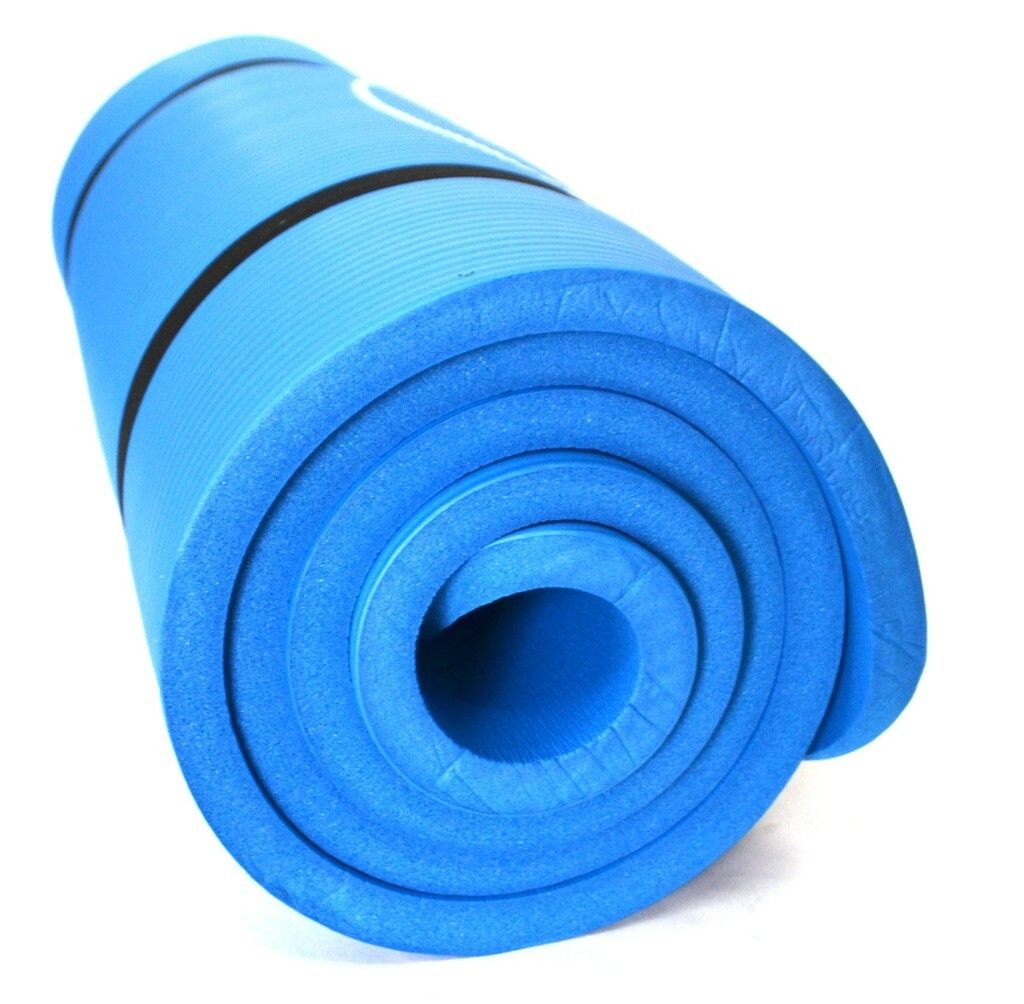 Colchoneta mat NBR caucho 15mm - azul - con tira porta yoga-mat - GMP