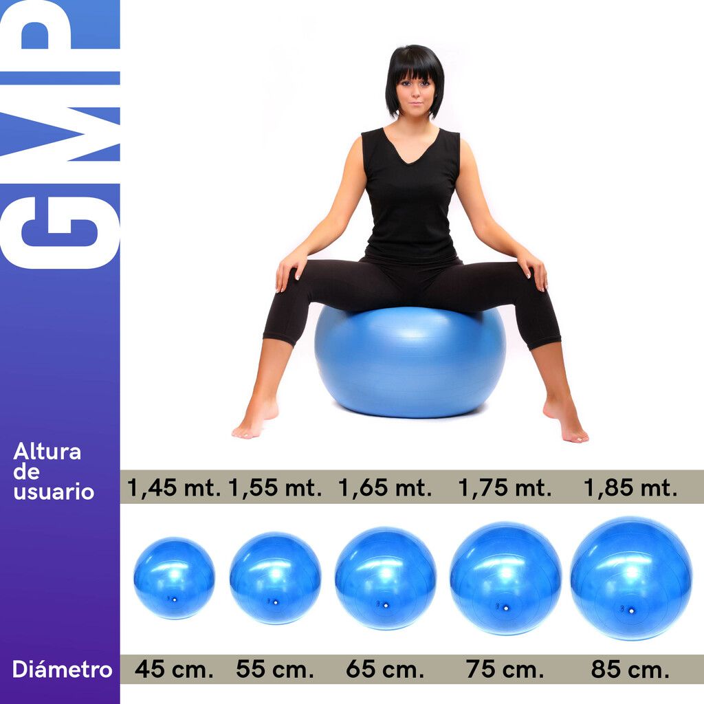 Pelota esfero gimnasia yoga pilates 75 cm -azul - GMP