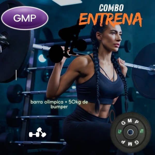 Barra Olímpica 2 m + 50 Kg. Bumper GMP