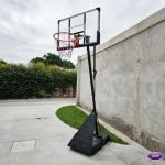 Jirafa con Tablero y aro de basquet de altura ajustable profesional