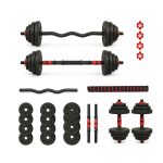Set ajustable Barra recta + barra ez + Mancuernas  20kg