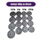 Set ajustable Barra + Mancuernas + Pesa Rusa 30kg - Imagen 9